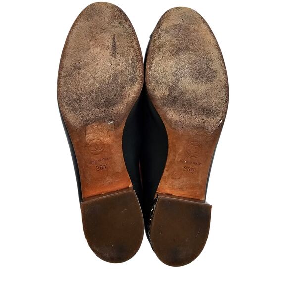 Chanel CC Cap Toe Ballet Flat Slipper Black Leather Chain Size 36.5 US 5.5 6 - Picture 11 of 12